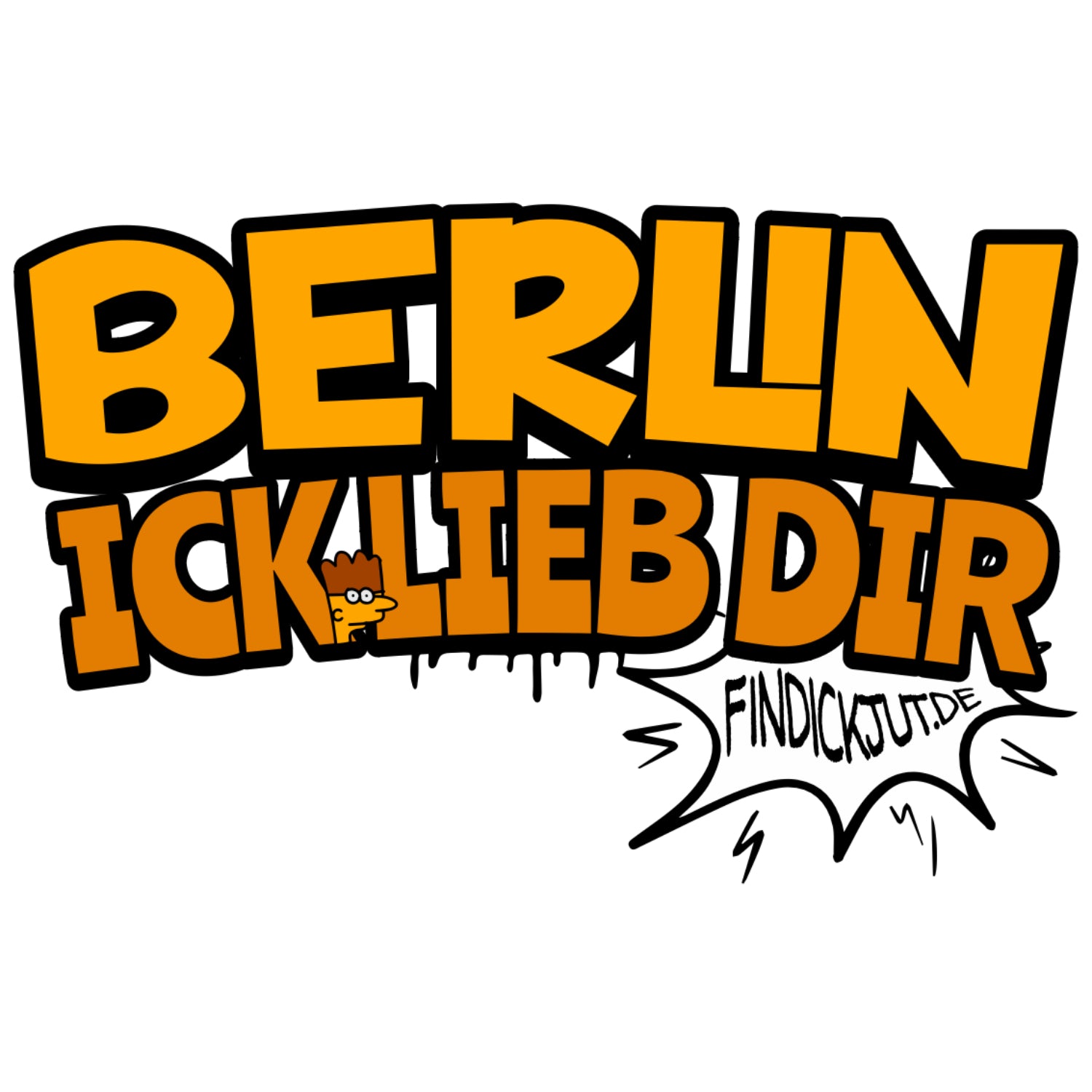 Design im Comic-Style-in gelborangen grossbuchstaben-berlin ick lieb dir