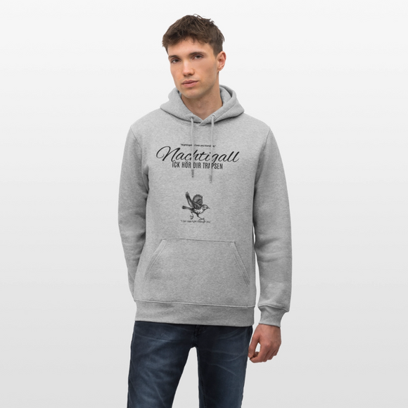 NACHTIGALL ICK HÖR DIR TRAPSEN-Unisex Bio-Hoodie - Grau meliert