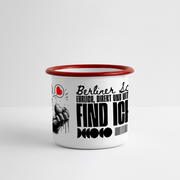 Berlin Souvenir-FIND ICK JUT-Panorama Emaille-Tasse - Weiß/Rot
