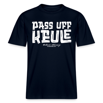 PASS UFF KEULE- RELAXED FIT Unisex Organic T-Shirt mit Berliner Schnauze - Navy