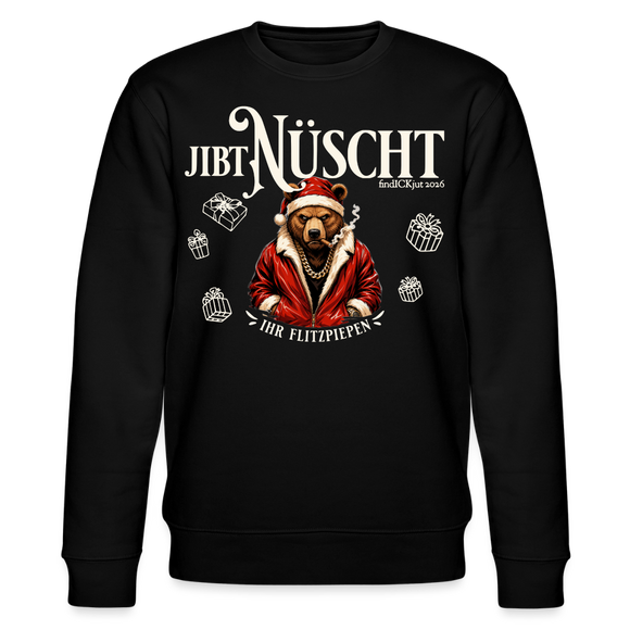 JIBT NÜSCHT-Unisex Bio-Sweatshirt-Berliner Bär Weihnachten - Schwarz
