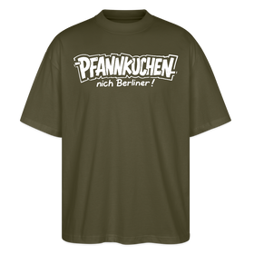 Witziges Berlin Shirt-PFANNKUCHEN, nich Berliner-Oversized Unisex Bio T-Shirt - Khaki