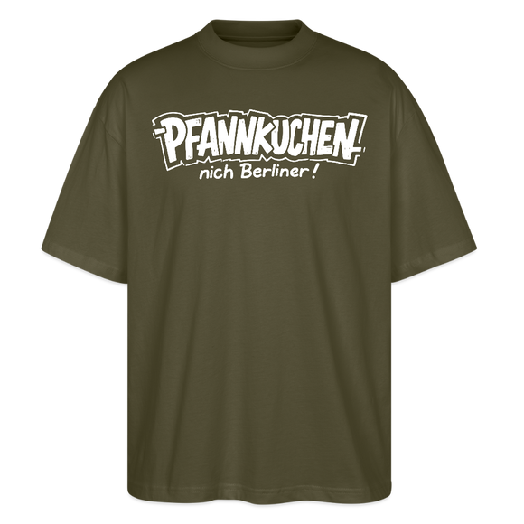 Witziges Berlin Shirt-PFANNKUCHEN, nich Berliner-Oversized Unisex Bio T-Shirt - Khaki