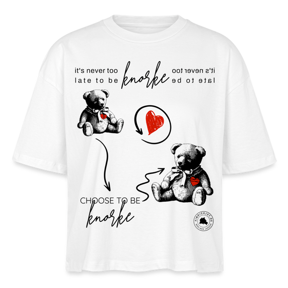 BERLINER KNORKE-Frauen Boxy Bio-T-Shirt - Weiß