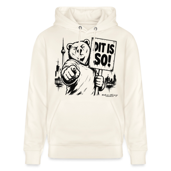 Berlin Souvenir Hoodie -DIT IS SO! – Unisex Bio-Hoodie mit Berliner Bär - Naturweiß 