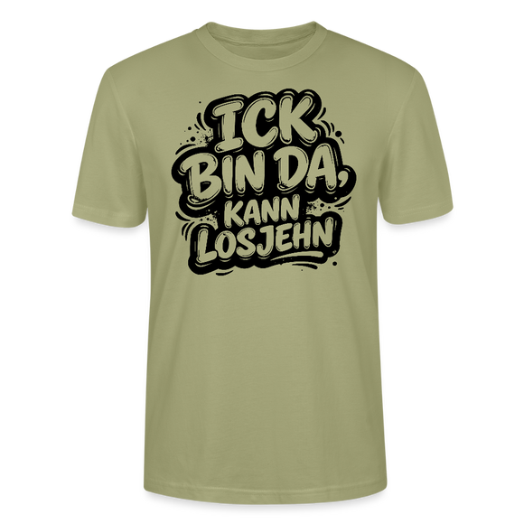 Berlin Shirt-Unisex Bio T-Shirt-ICK BIN DA, KANN LOSJEHN - Nebelgrün