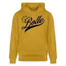 Kultiger Berliner Spruch-ICK FREU MA WIE BOLLE-als schwarzes Frontprint-Unisex Bio-Hoodie - Ocker