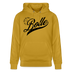 Kultiger Berliner Spruch-ICK FREU MA WIE BOLLE-als schwarzes Frontprint-Unisex Bio-Hoodie - Ocker