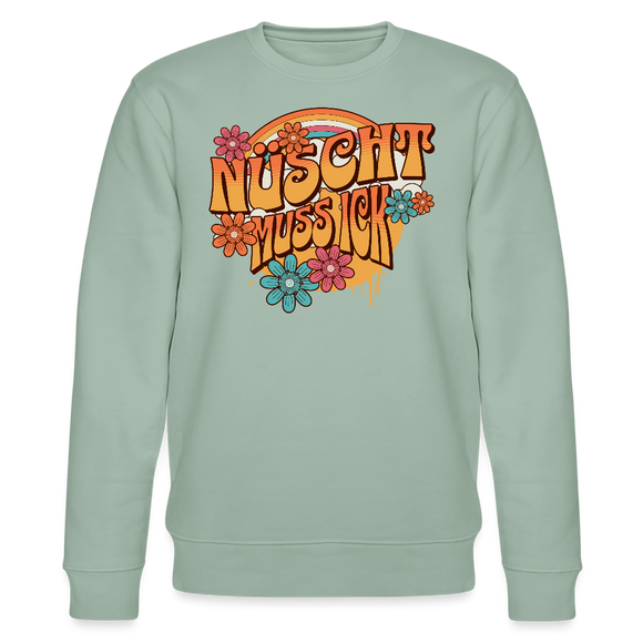 BERLINER RETRO-NÜSCHT MUSS ICK-Unisex Bio-Sweatshirt - Helles Graugrün