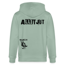 ALLET JUT-Unisex Bio-Kapuzenjacke-BACKPRINT - Helles Graugrün