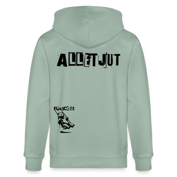 ALLET JUT-Unisex Bio-Kapuzenjacke-BACKPRINT - Helles Graugrün