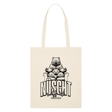 Berlin Beutel mit Spruch-NÜSCHT MUSS ICK-Bio-Stoffbeutel - Weißgrau