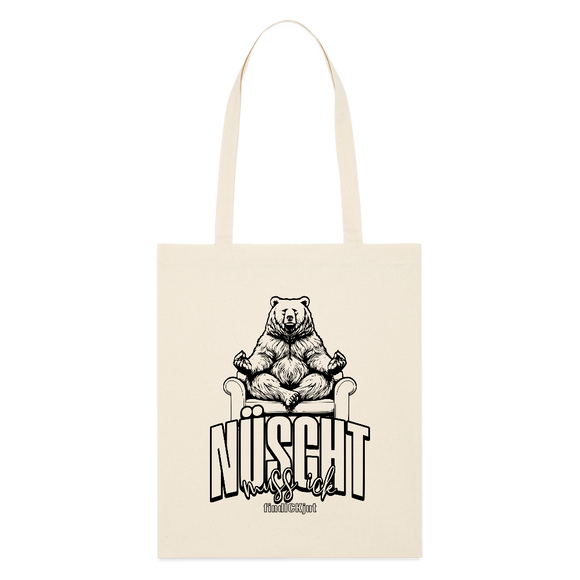 Berlin Beutel mit Spruch-NÜSCHT MUSS ICK-Bio-Stoffbeutel - Weißgrau
