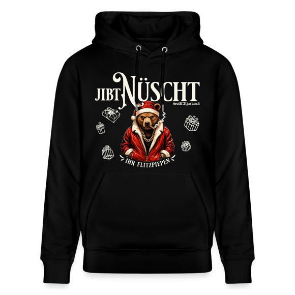JIBT NÜSCHT-Unisex Bio-Hoodie-mit Berliner Bär - Schwarz