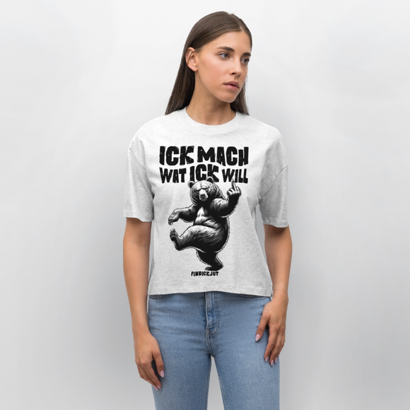 ICK MACH WAT ICK WILL-Frauen Boxy Bio-T-Shirt II - Weiß meliert