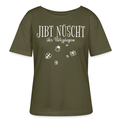 JIBT NÜSCHT IHR FLITZPIEPEN-Rundhals Frauen Bio-T-Shirt - Khaki