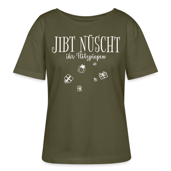 JIBT NÜSCHT IHR FLITZPIEPEN-Rundhals Frauen Bio-T-Shirt - Khaki