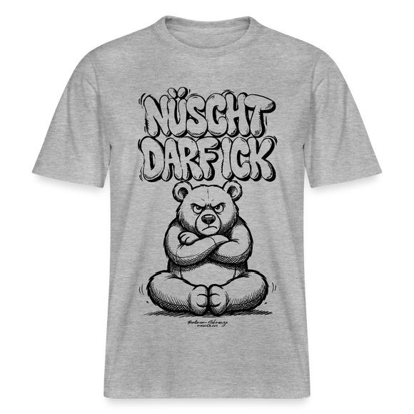 Berlin Shirt mit Illustration-NÜSCHT DARF ICK-RELAXED FIT Unisex Organic T-Shirt - Grau meliert