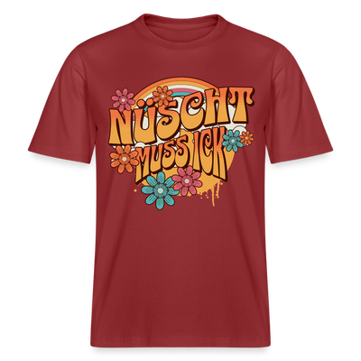 BERLINER RETRO-NÜSCHT MUSS ICK-Relaxed Fit Unisex Bio-T-Shirt - Erdrot