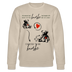 Beiges Sweatshirt mit zwei Teddybären, rotem Herz und dem Schriftzug „It’s never too late to be knorke – choose to be knorke“. Stylisches Berliner Statement-Design.