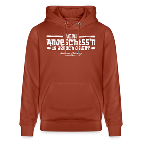Berliner Spruch-NICH ANJESCHISSN-Unisex Bio-Hoodie mit Berliner Schnauze - Terrakotta
