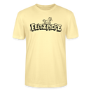 Berlin Shirt-schwarzer Brustprint im Cartoon-Style- lustiger Vogel rennt über Schriftzug 'FLITZPIEPE'-Unisex T-Shirt für leicht verpeilte Vögel - Creme
