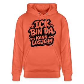 BIN DA, KANN LOSJEHN-Unisex Bio-Hoodie II-Berliner Spruch - Hellrot
