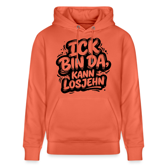 BIN DA, KANN LOSJEHN-Unisex Bio-Hoodie II-Berliner Spruch - Hellrot