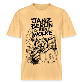 Kiffender Berliner Bär T-Shirt – Janz Berlin is eene Wolke-RELAXED FIT Unisex Organic - Hellgelb