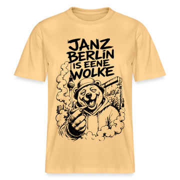 Kiffender Berliner Bär T-Shirt – Janz Berlin is eene Wolke-RELAXED FIT Unisex Organic - Hellgelb