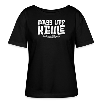 Berliner Spruch-PASS UFF KEULE-Rundhals Frauen Bio-T-Shirt - Schwarz