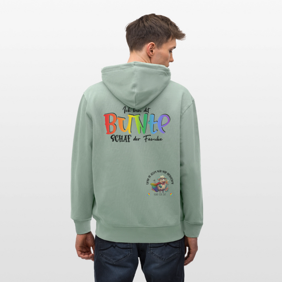 LIEBE IS BUNT-Unisex Bio-Kapuzenjacke - Helles Graugrün