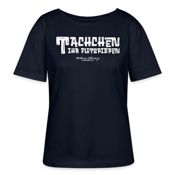 Berliner Begrüssung-TACHCHEN IHR FLITZPIEPEN-Rundhals Frauen Bio-T-Shirt - Navy