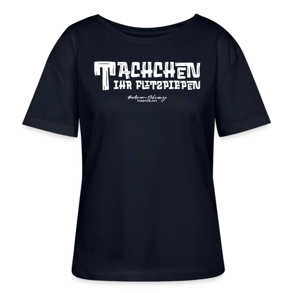 Berliner Begrüssung-TACHCHEN IHR FLITZPIEPEN-Rundhals Frauen Bio-T-Shirt - Navy