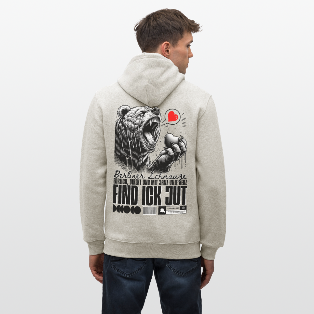 Berlin Souvenir-FIND ICK JUT-Unisex Bio-Hoodie-back - Beige meliert