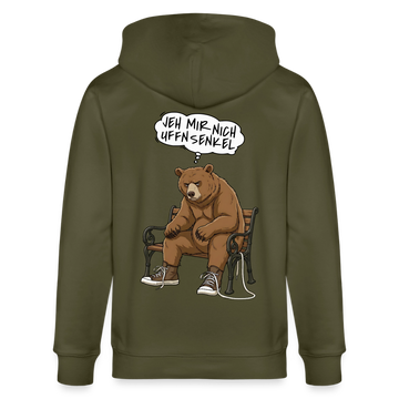 Berliner Bär-JEH MIR NICH UFFN SENKEL-Unisex Bio-Kapuzenjacke - Khaki