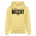 Gelber Hoodie mit mit schwarzem Print 'Nett kann ick ooch, bringt aber nüscht﻿' – Berliner Sprüche Hoodie aus Bio-Baumwolle 