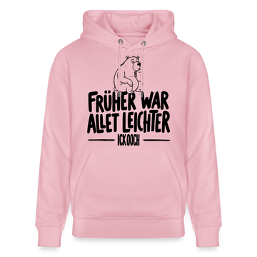 Berliner Spruch-FRÜHER WAR ALLET LEICHTERUnisex Bio-Hoodie - Hellrosa