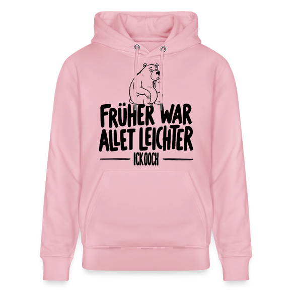 Berliner Spruch-FRÜHER WAR ALLET LEICHTERUnisex Bio-Hoodie - Hellrosa