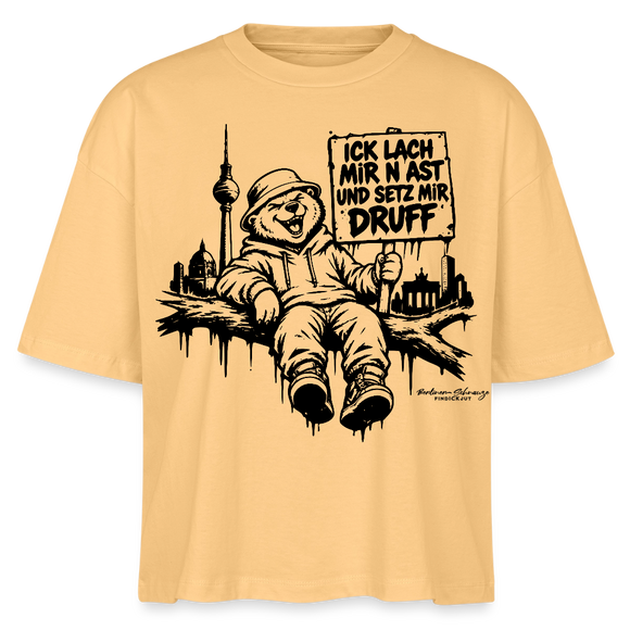 ICK LACH MIR N AST-Frauen Boxy Bio-T-Shirt mit Berliner Bär - Mispel