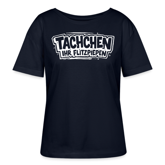 TACHCHEN IHR FLITZPIEPEN-Berlin Shirt-Rundhals Frauen Bio-T-Shirt - Navy