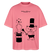 Pink farbenes Oversized Berlin Shirt mit schwarzem „OHNE WORTE“-Design, Zauberhut, ausgestrecktem Mittelfinger und kleinem Bären als Magier.
