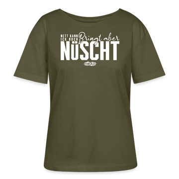NETT KANN ICK OOCH-Rundhals Frauen Bio-T-Shirt dunkel - Khaki