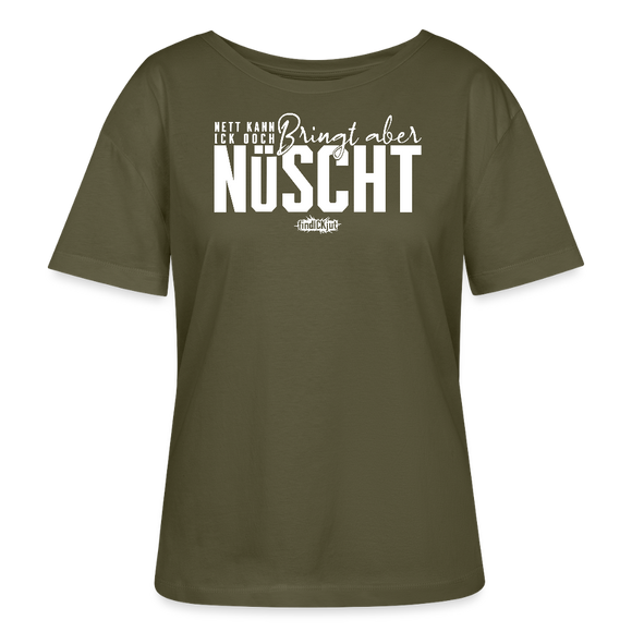 NETT KANN ICK OOCH-Rundhals Frauen Bio-T-Shirt dunkel - Khaki