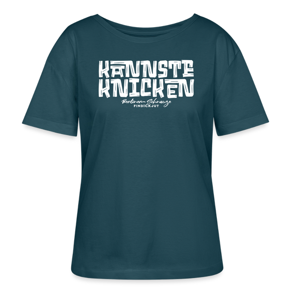 Berliner Spruch-KANNSTE KNICKEN-Rundhals Frauen Bio-T-Shirt - Dunkles Petrol