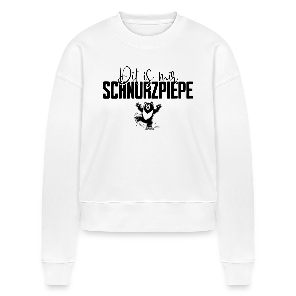 Berliner Spruch-Dit is mir SCHNURZPIEPE-Brustprint - Cropped Frauen Bio-Sweatshirt - Weiß