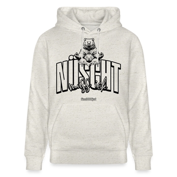 NÜSCHT MUSS ICK 2025-Unisex Bio-Hoodie mit Berliner Schnauze - Beige meliert