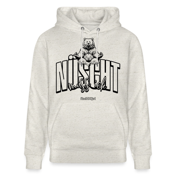 NÜSCHT MUSS ICK 2025-Unisex Bio-Hoodie mit Berliner Schnauze - Beige meliert