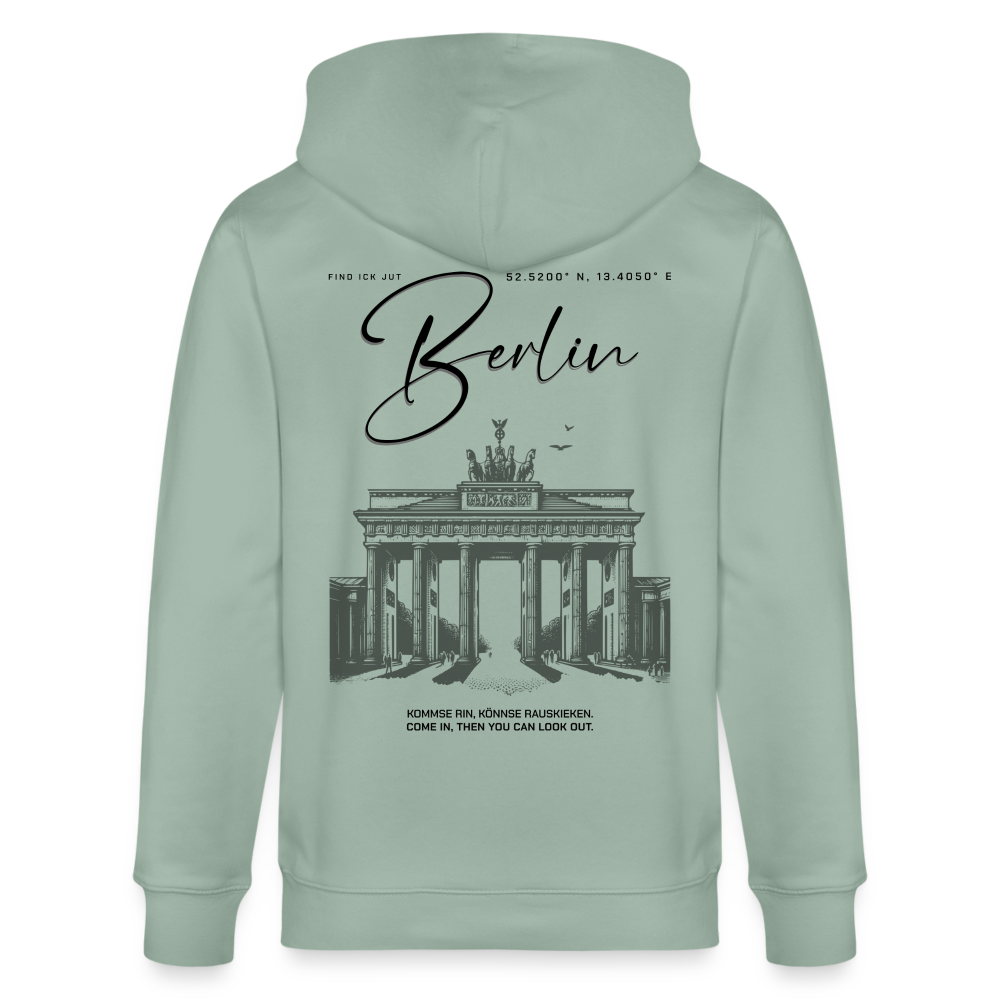 BERLIN-Unisex Bio-Kapuzenjacke - Helles Graugrün