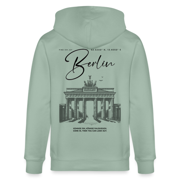 BERLIN-Unisex Bio-Kapuzenjacke - Helles Graugrün